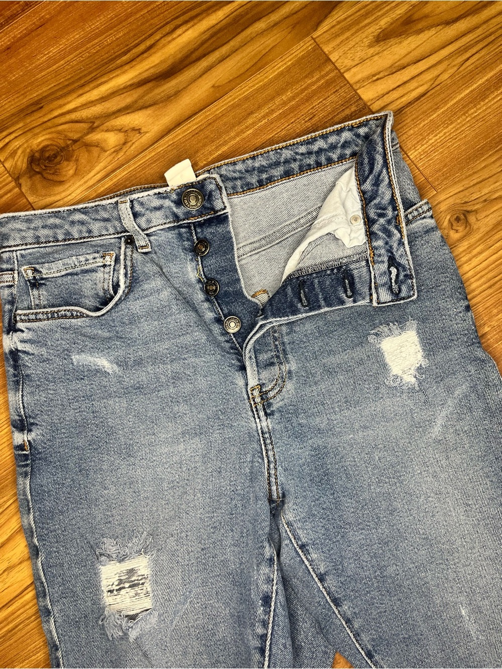 Forever 21 Light Blue Distressed Denim Jeans